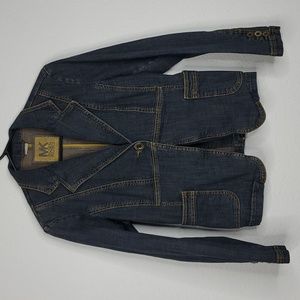 Michael Kors Jean Jacket Vintage 90s One Button Denim Clasp Back Womens 12